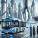 Electric bus in a modern city