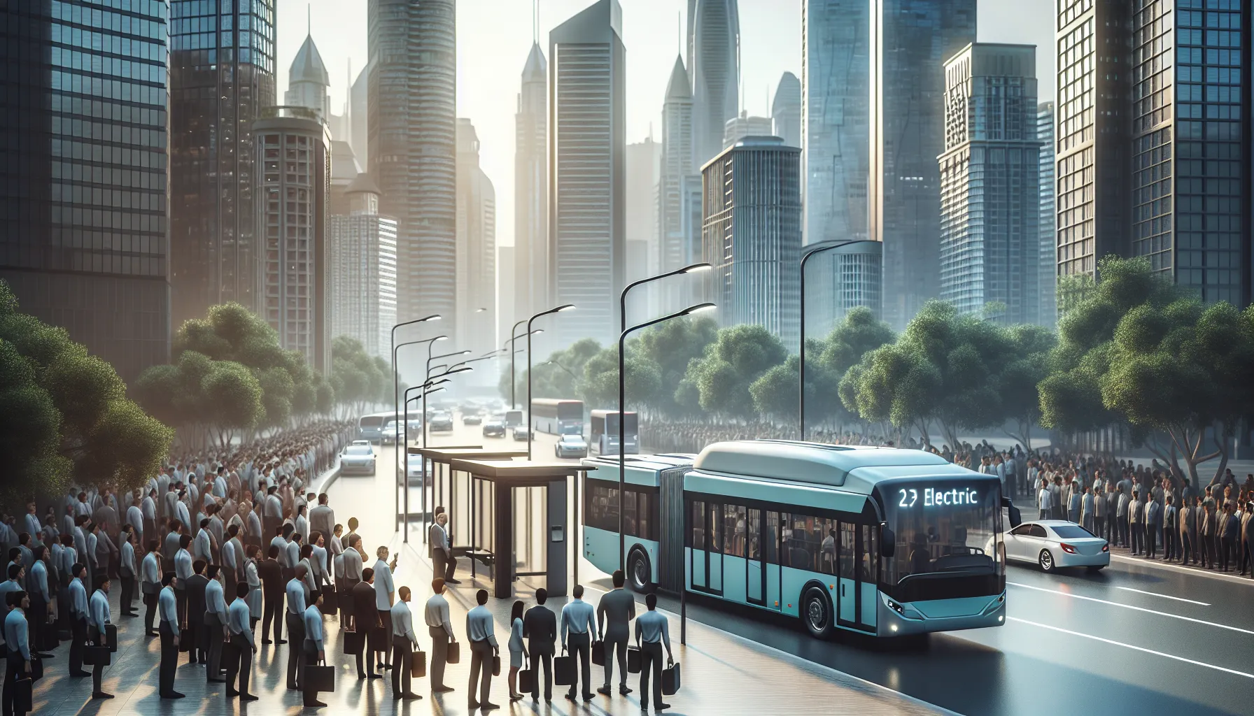 Electric buses in a city