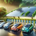 Electric vehicles at a charging station