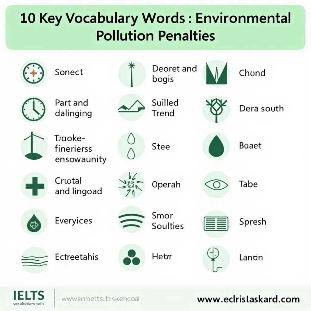 Key vocabulary for IELTS essays on environmental pollution penalties