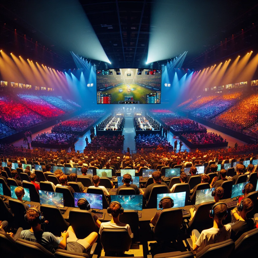 E-sports arena filled with enthusiastic fans