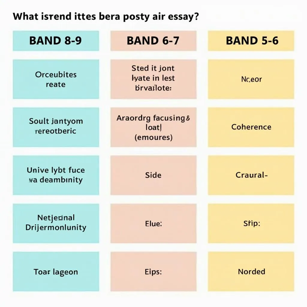 Comparison chart of IELTS essay bands