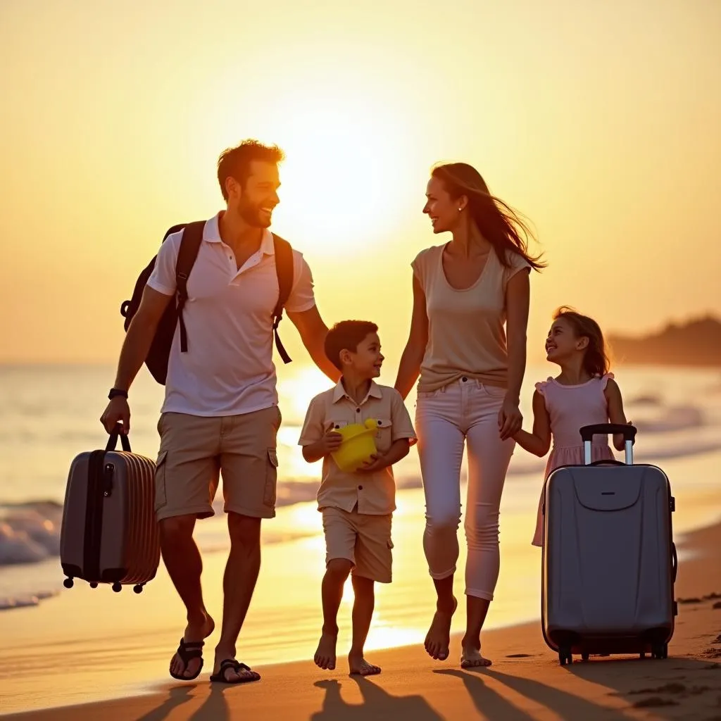 Family enjoying travel together