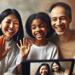 Family using video call