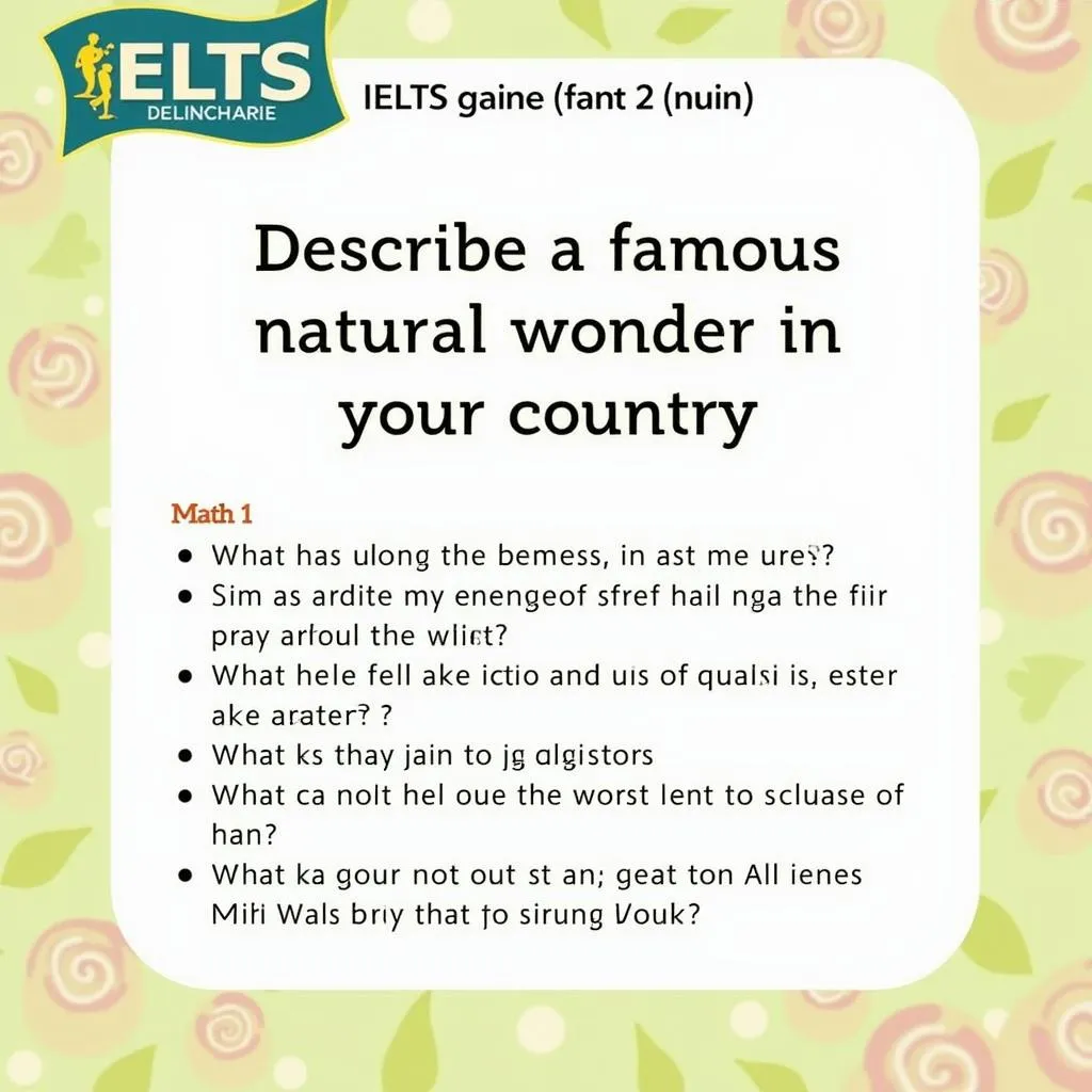 IELTS Speaking Part 2 Cue Card for Natural Wonder