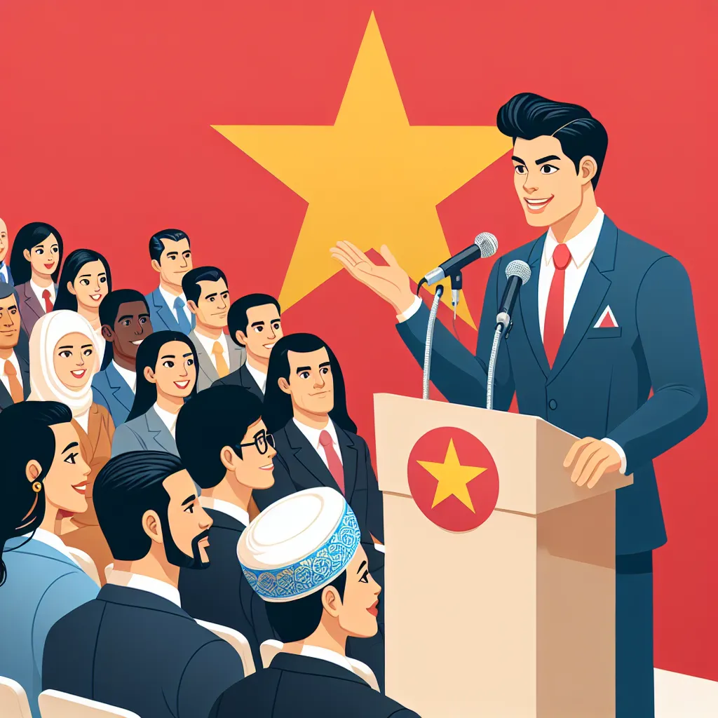 Vietnamese politician giving speech