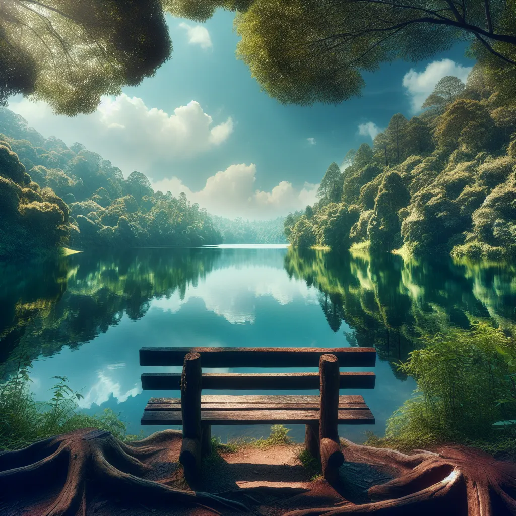 Peaceful lakeside reflection spot