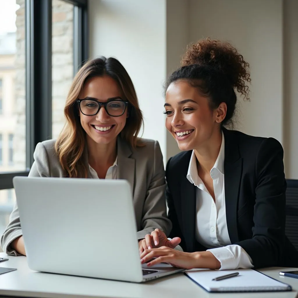 Female mentor providing guidance and support to a younger colleague