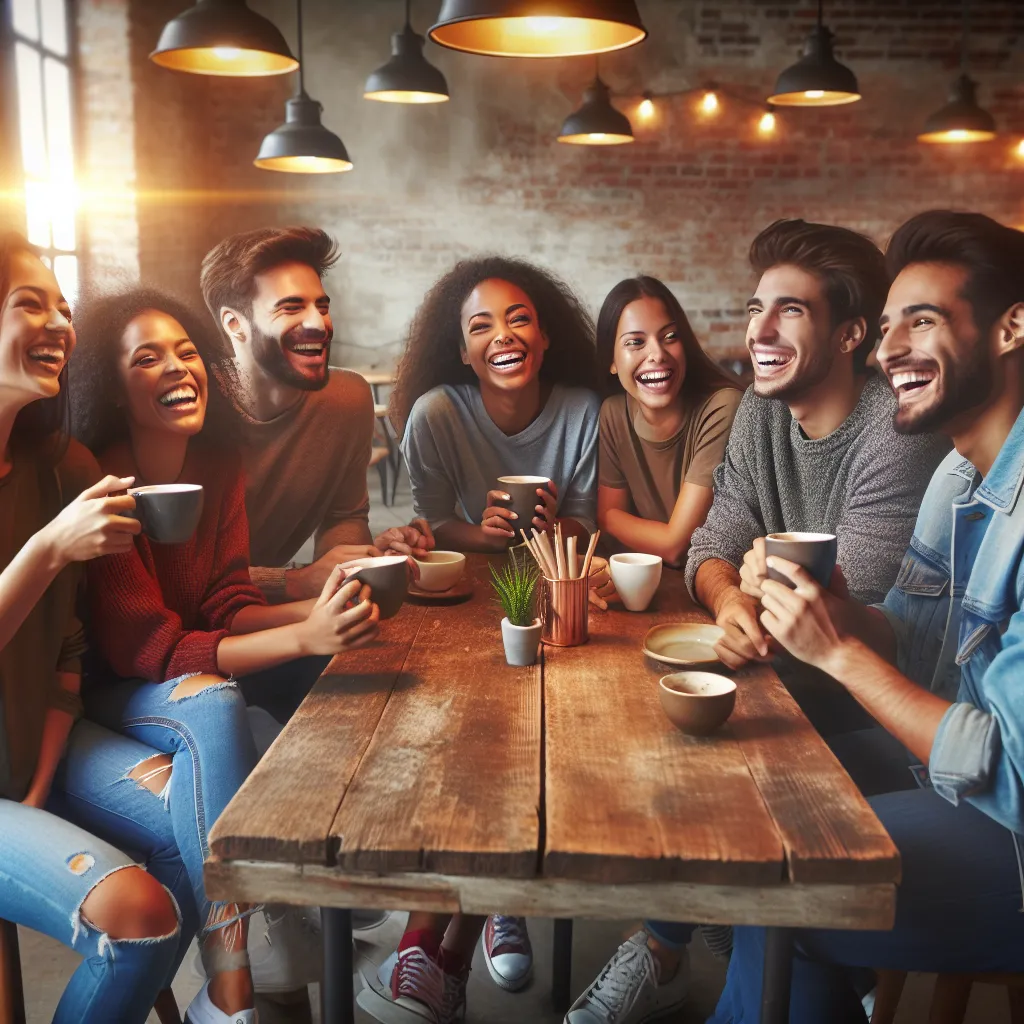 Friends enjoying coffee at a cafe