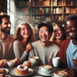 Friends enjoying time at a cafe