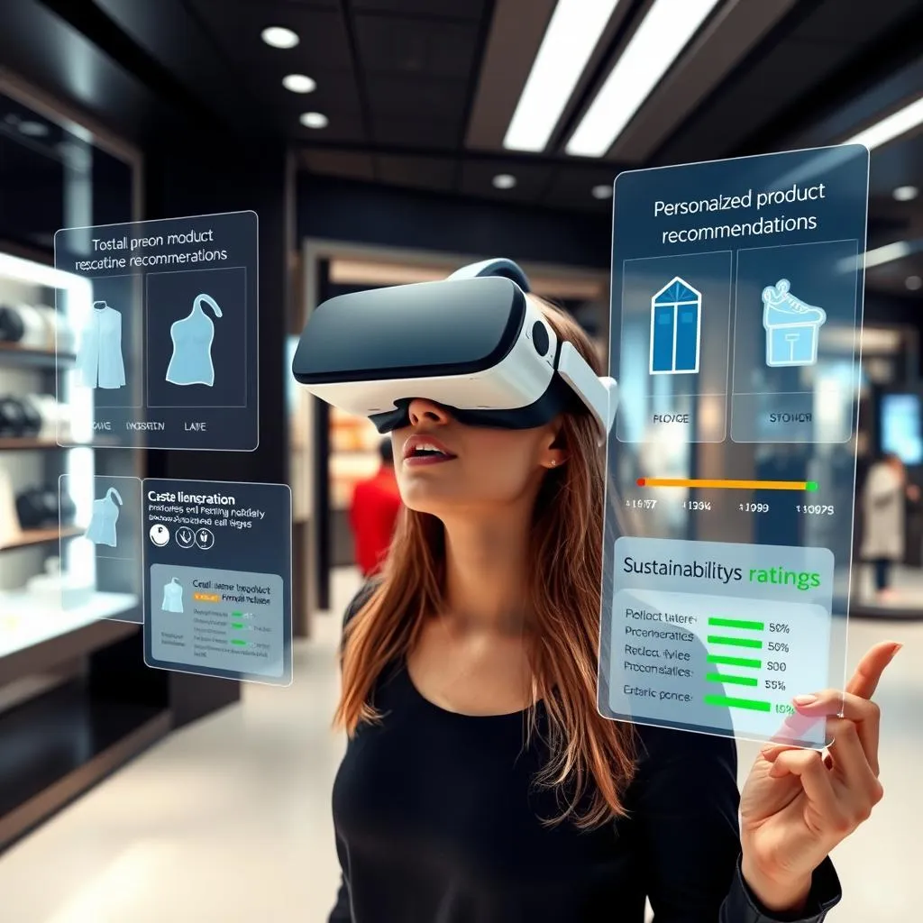 Virtual reality shopping experience in futuristic setting