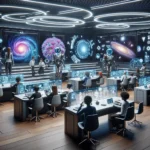 Futuristic classroom with advanced technology