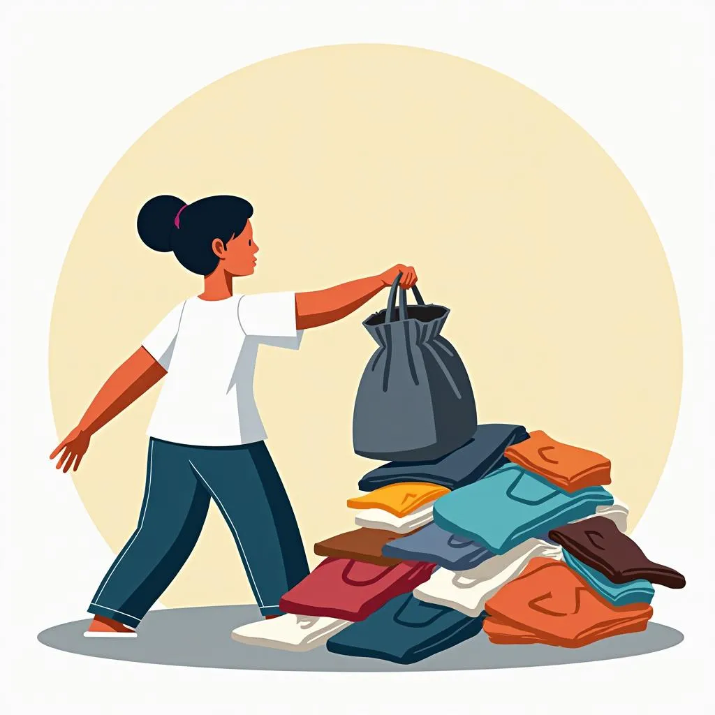 Person getting rid of old clothes