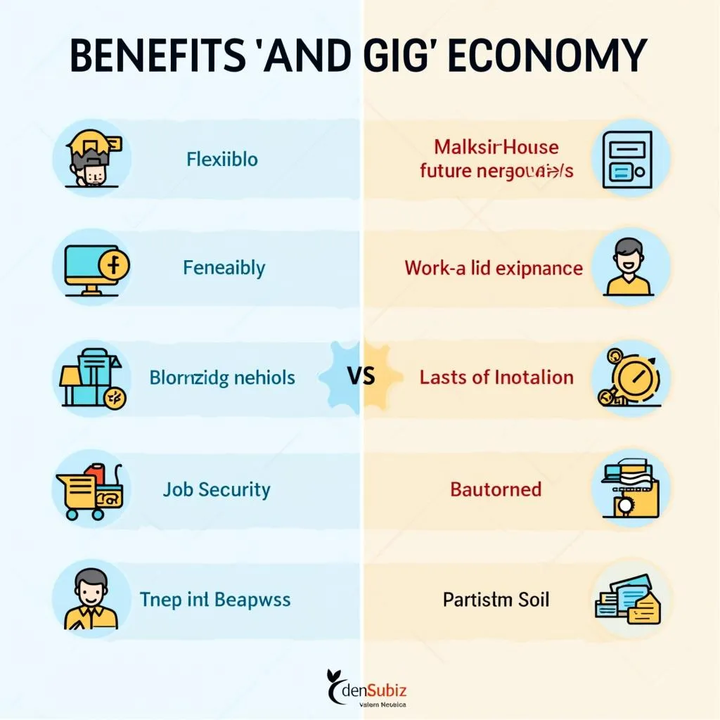 Gig economy benefits and drawbacks infographic