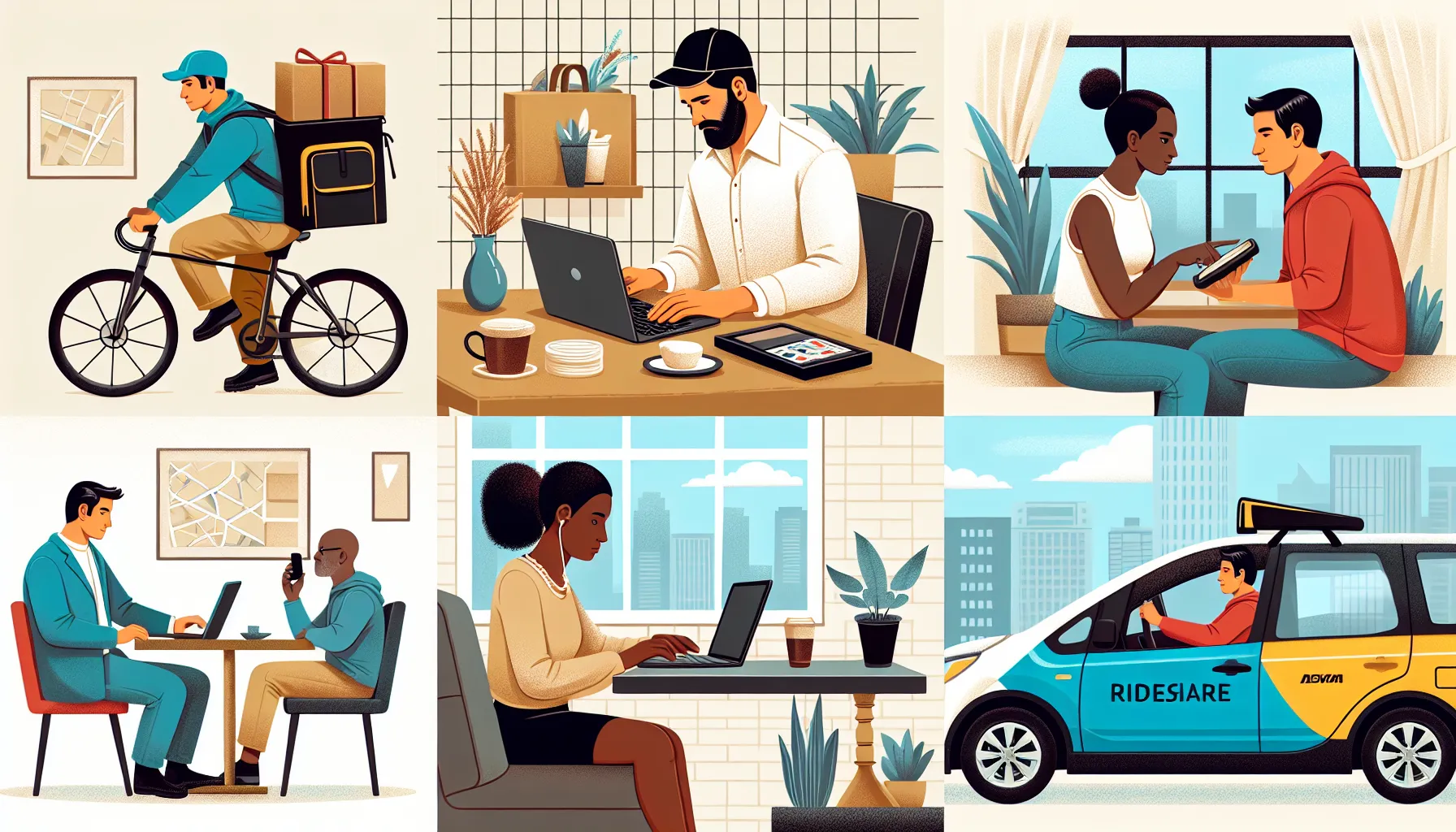 Diverse gig economy workers