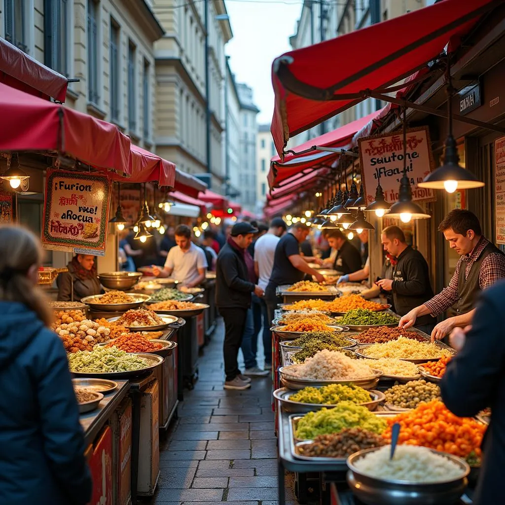 Street food fusion representing globalization