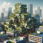 Green buildings in urban landscape