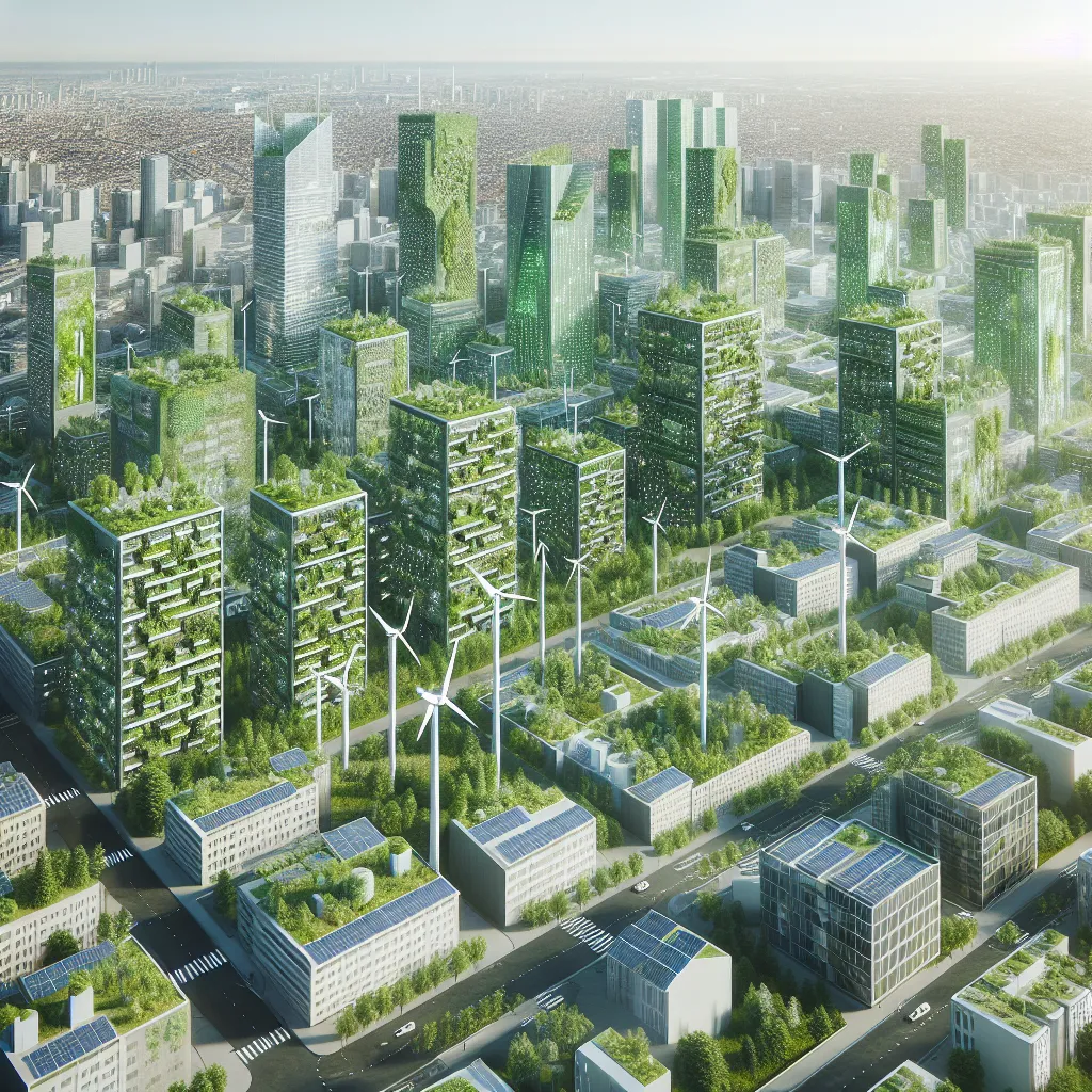 Green buildings in urban landscape