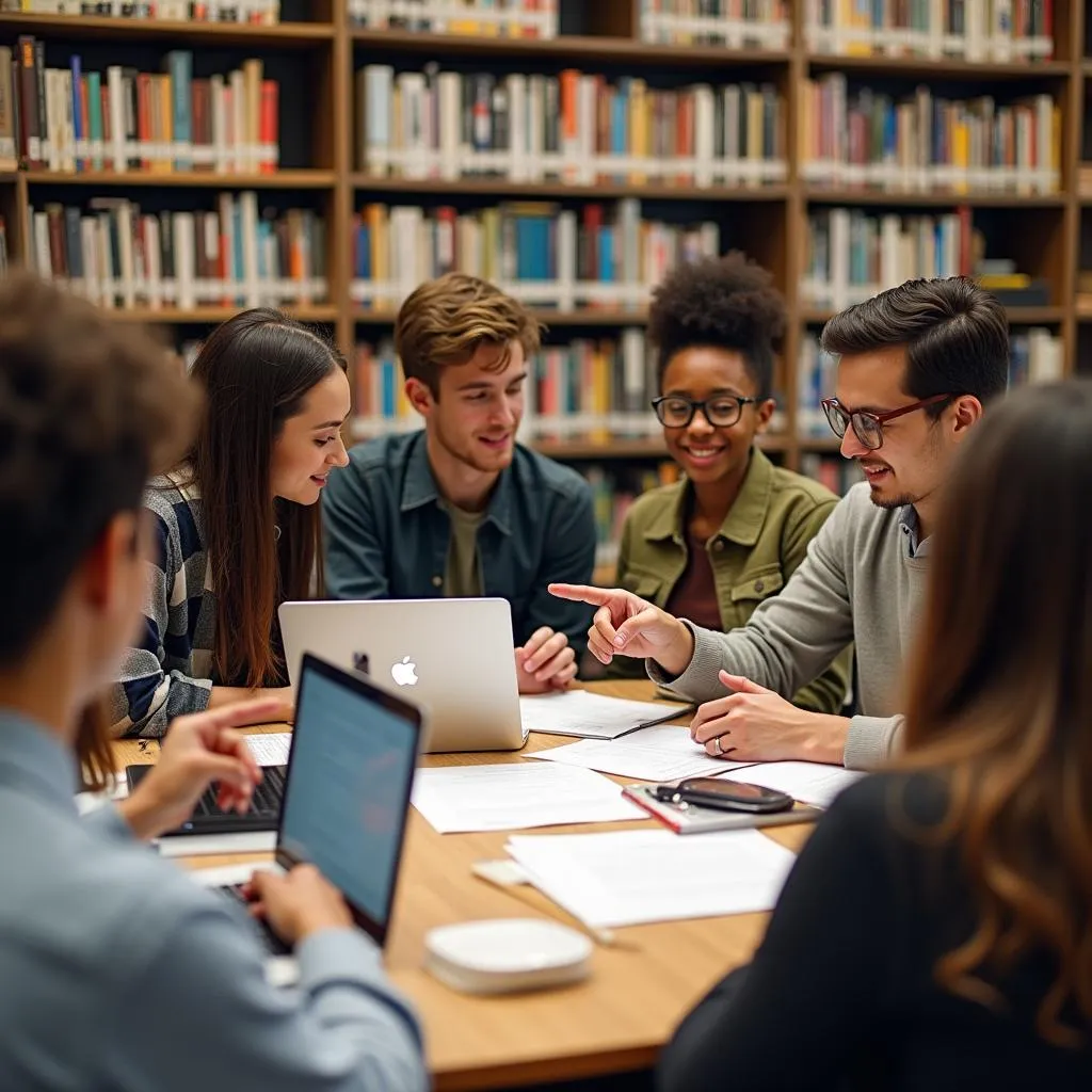 University students collaborating on a group project