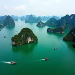 Ha Long Bay's limestone islands and emerald waters