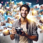 Joyful photographer capturing memories