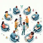 Illustration of People Accessing Healthcare