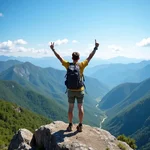 Hiker enjoying scenic mountain view