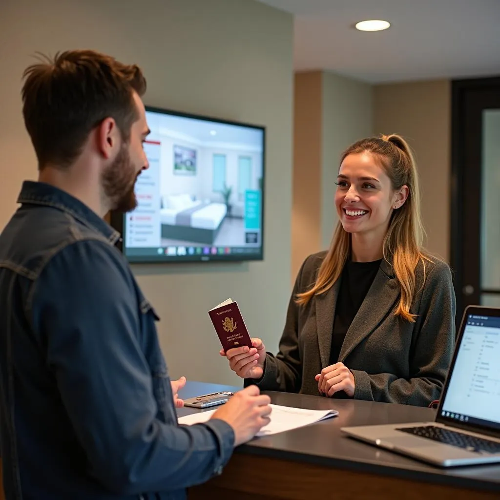 Hotel reception check-in process