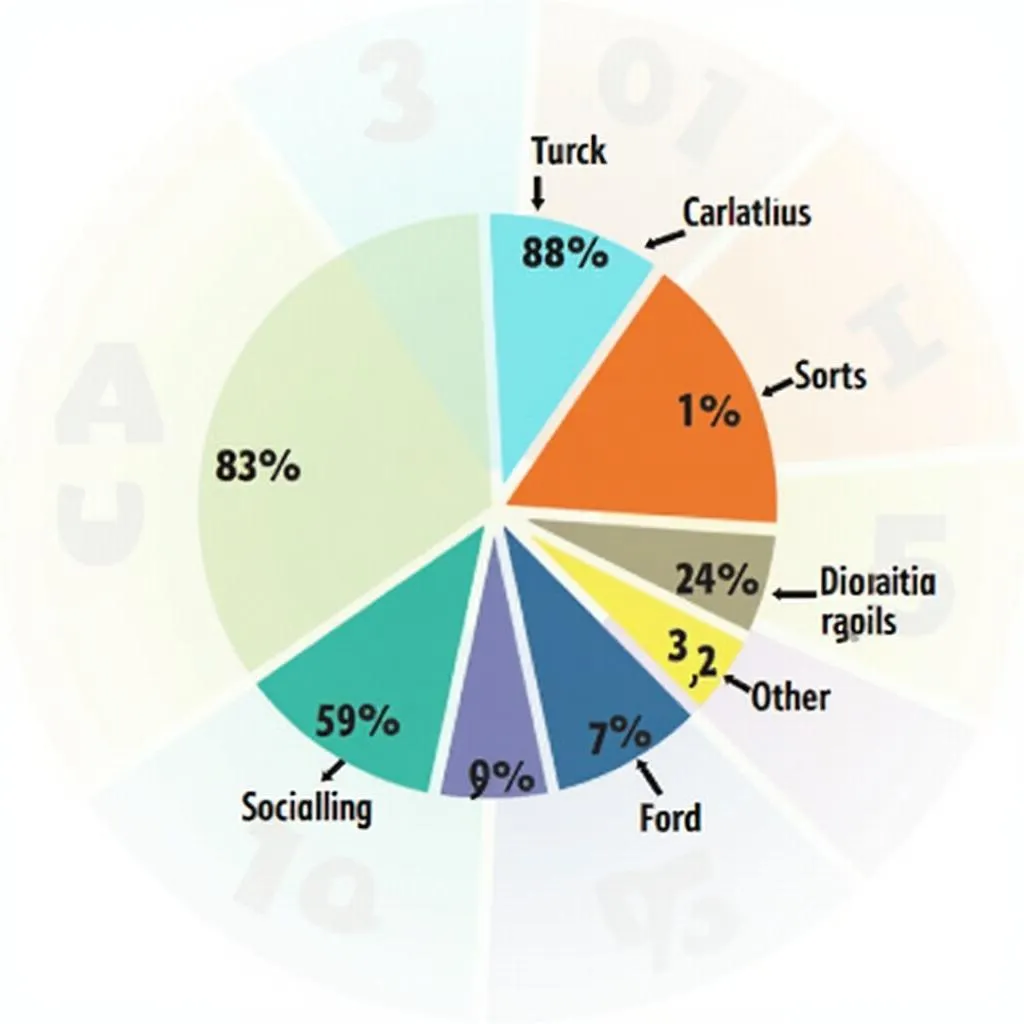 Example of IELTS pie chart showing key features