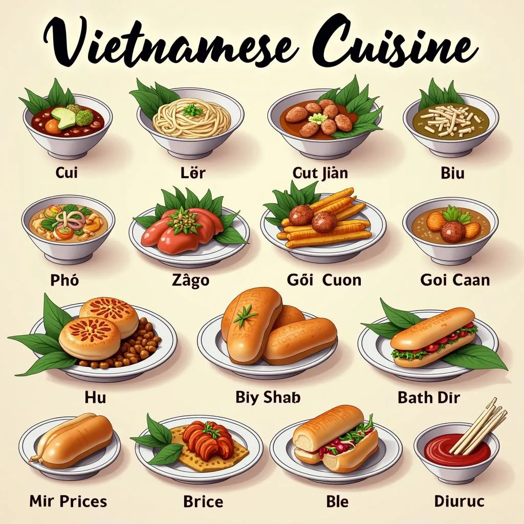 Variety of food in Vietnam