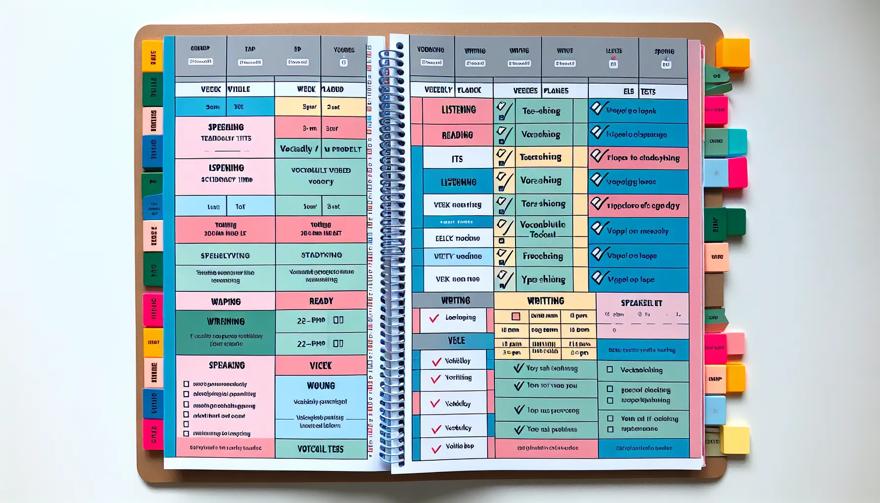 IELTS study schedule planner with weekly goals