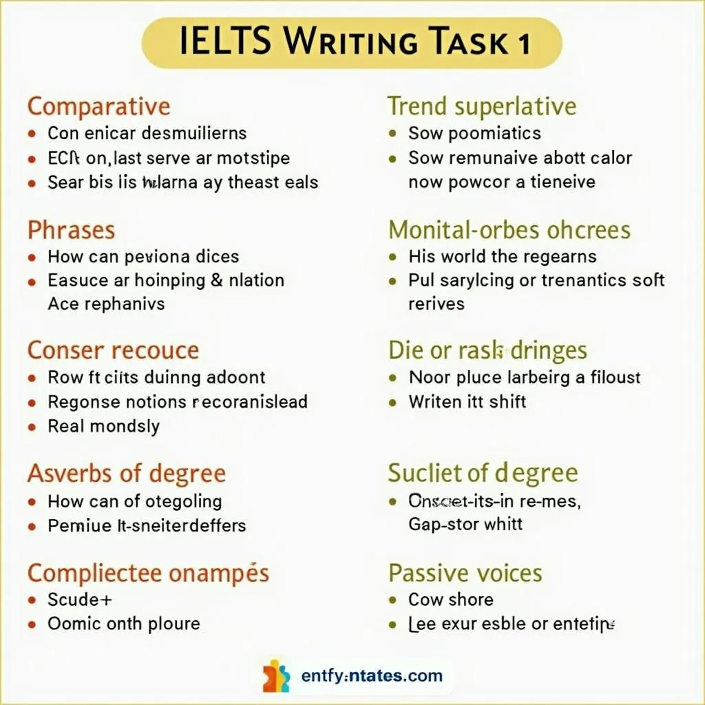 Examples of appropriate language for IELTS Writing Task 1