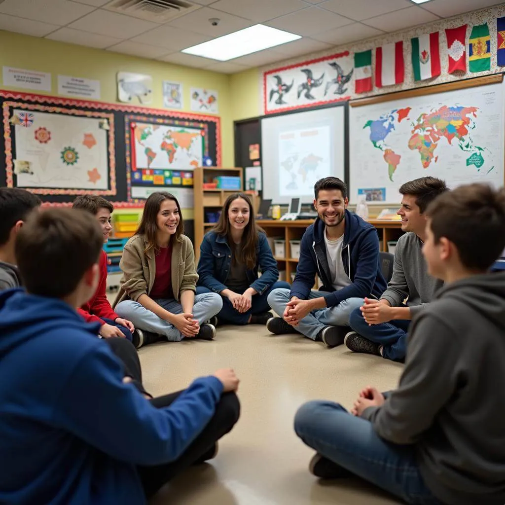 Students engaging in intercultural discussion