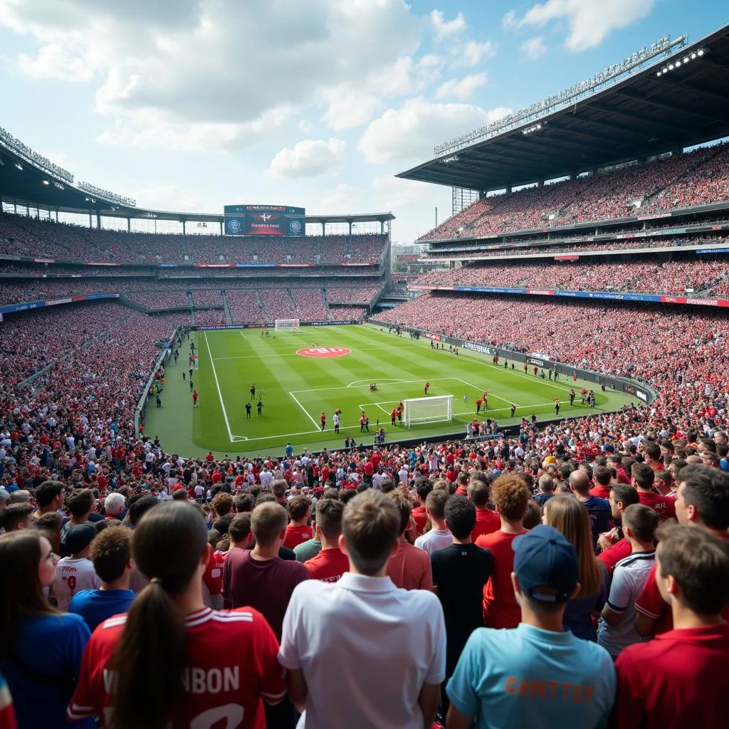 Tourists at a sporting event