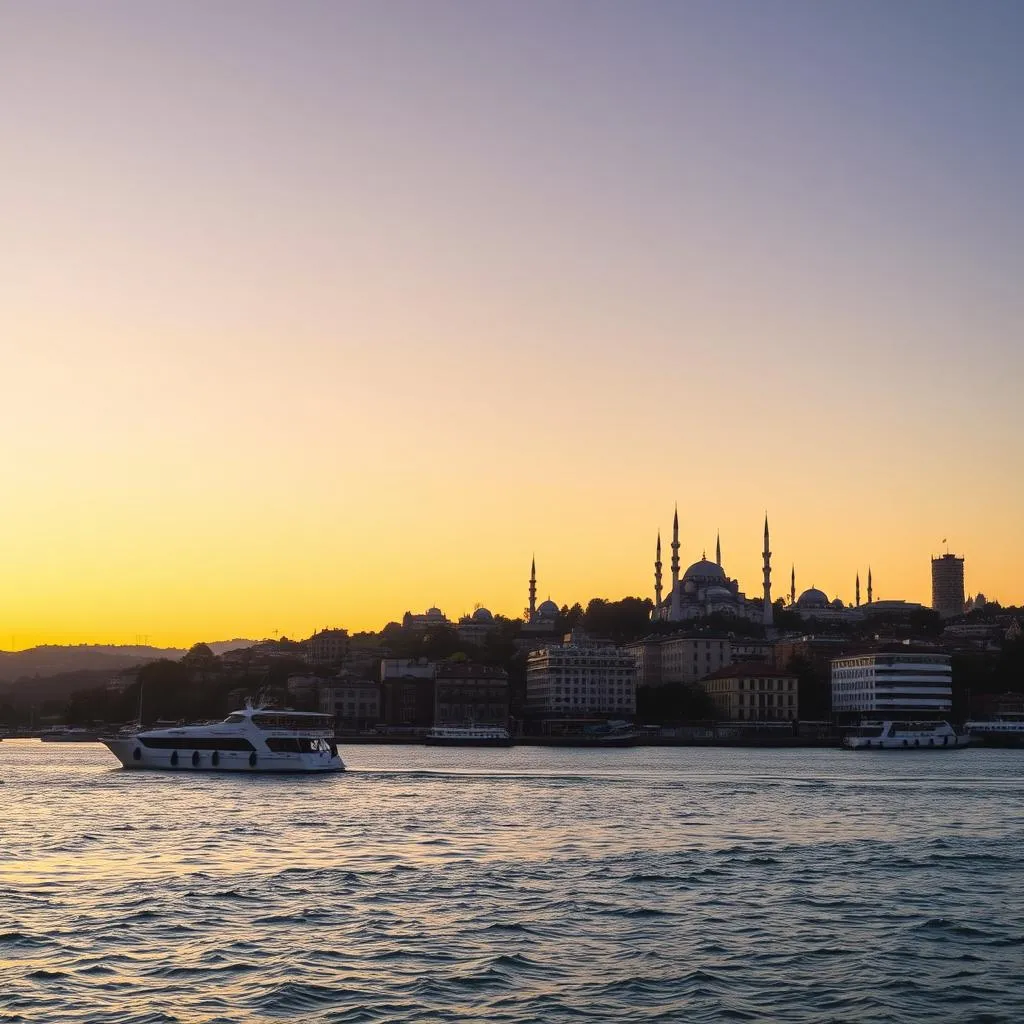 Istanbul skyline with Bosphorus Strait