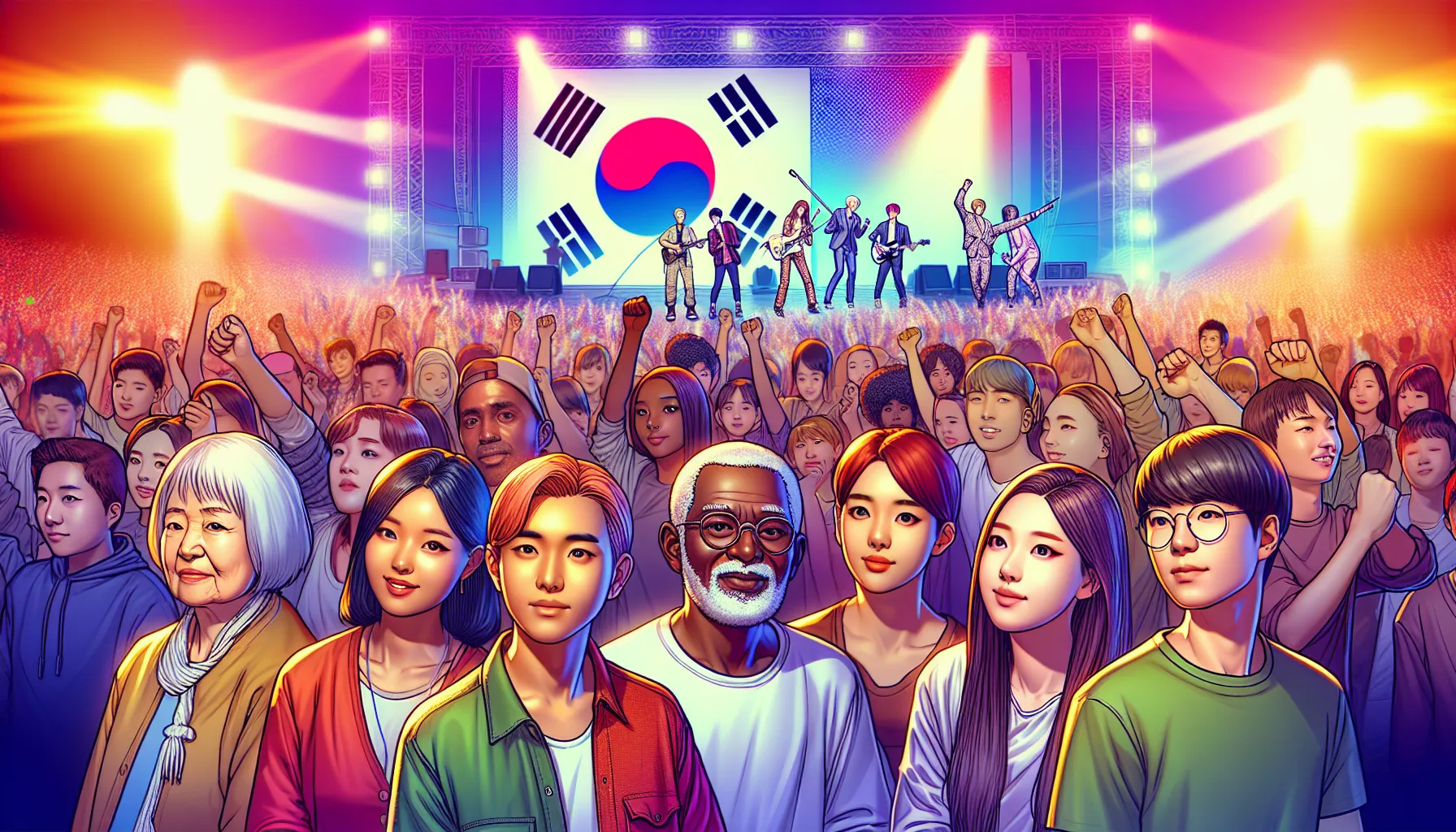 K-pop concert with a diverse audience