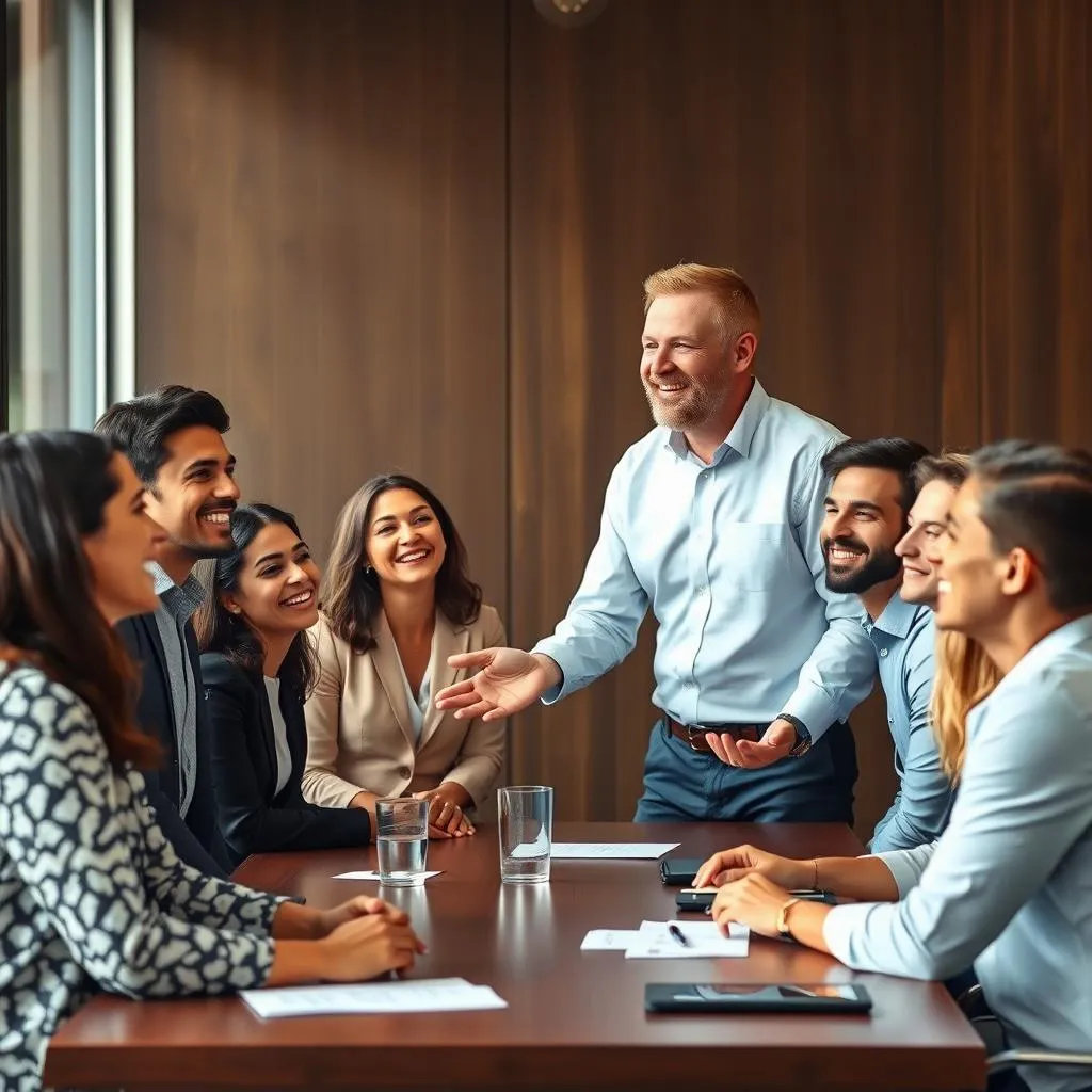 Leader using humor in a team meeting