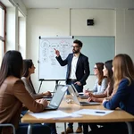 University students working on a group marketing project