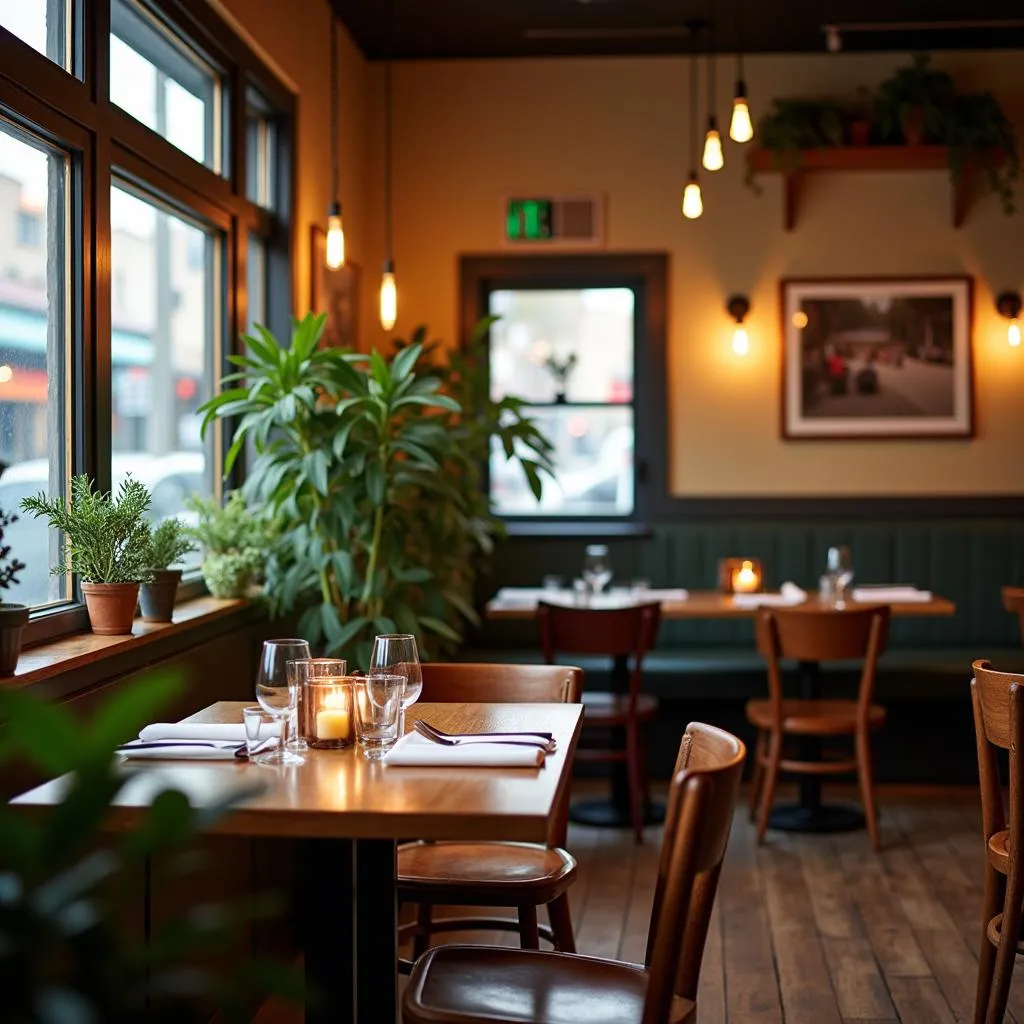 Cozy interior of a local restaurant