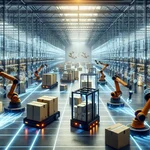 Automated warehouse with robots