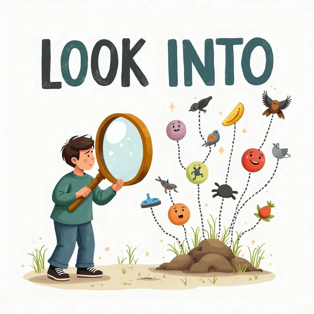 Visual memory aid for 'look into'