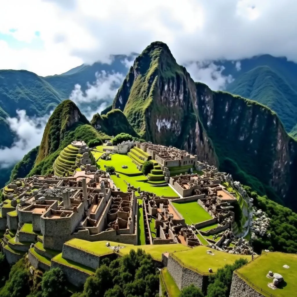 Machu Picchu citadel in Andes Mountains, Peru