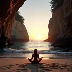 Peaceful seaside cove for meditation