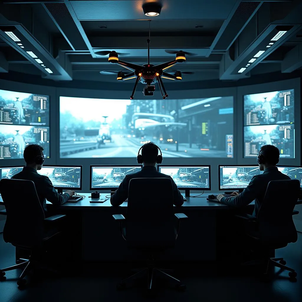 Military drone control room