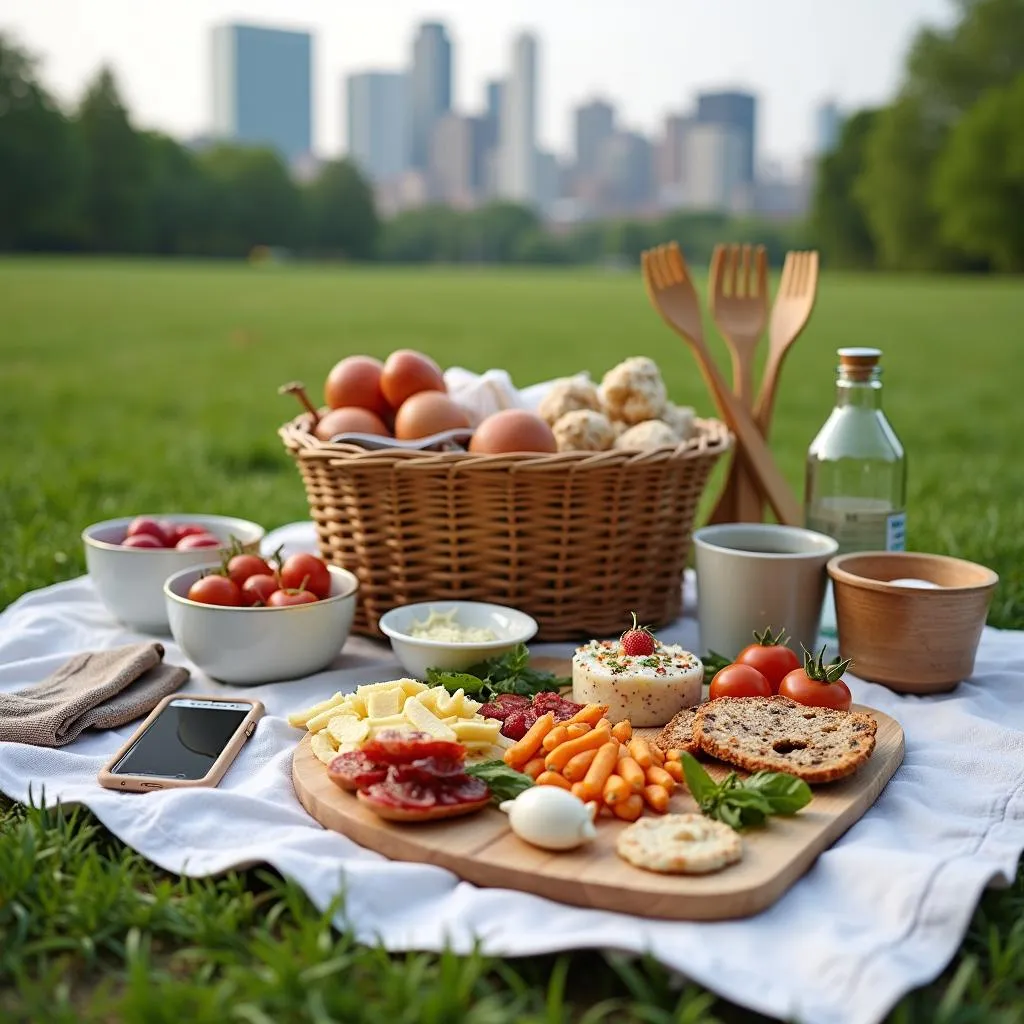 Modern eco-friendly picnic setup