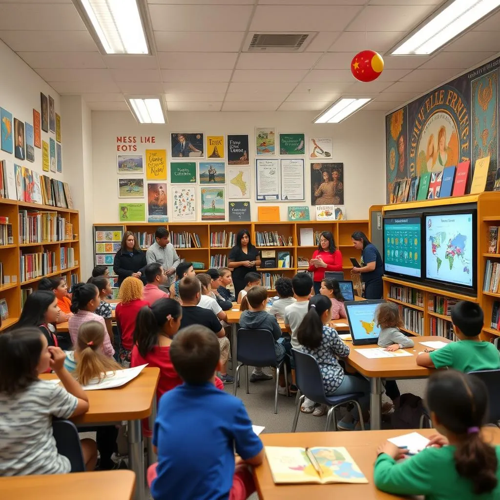 Multicultural library event with diverse participants