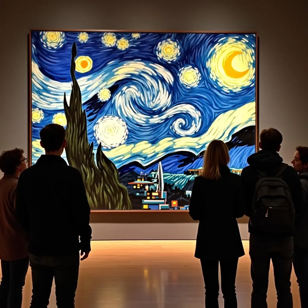 Visitors admiring The Starry Night at MoMA