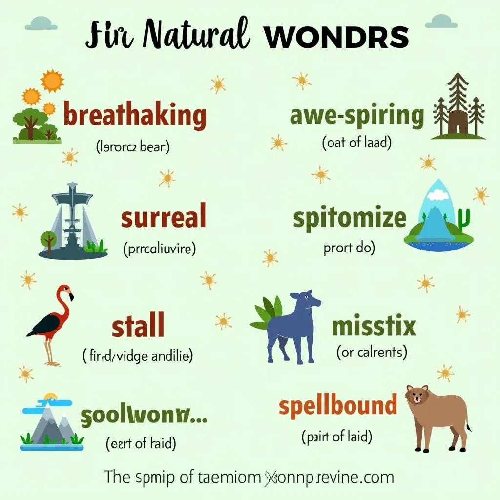 Infographic of key vocabulary for describing natural wonders