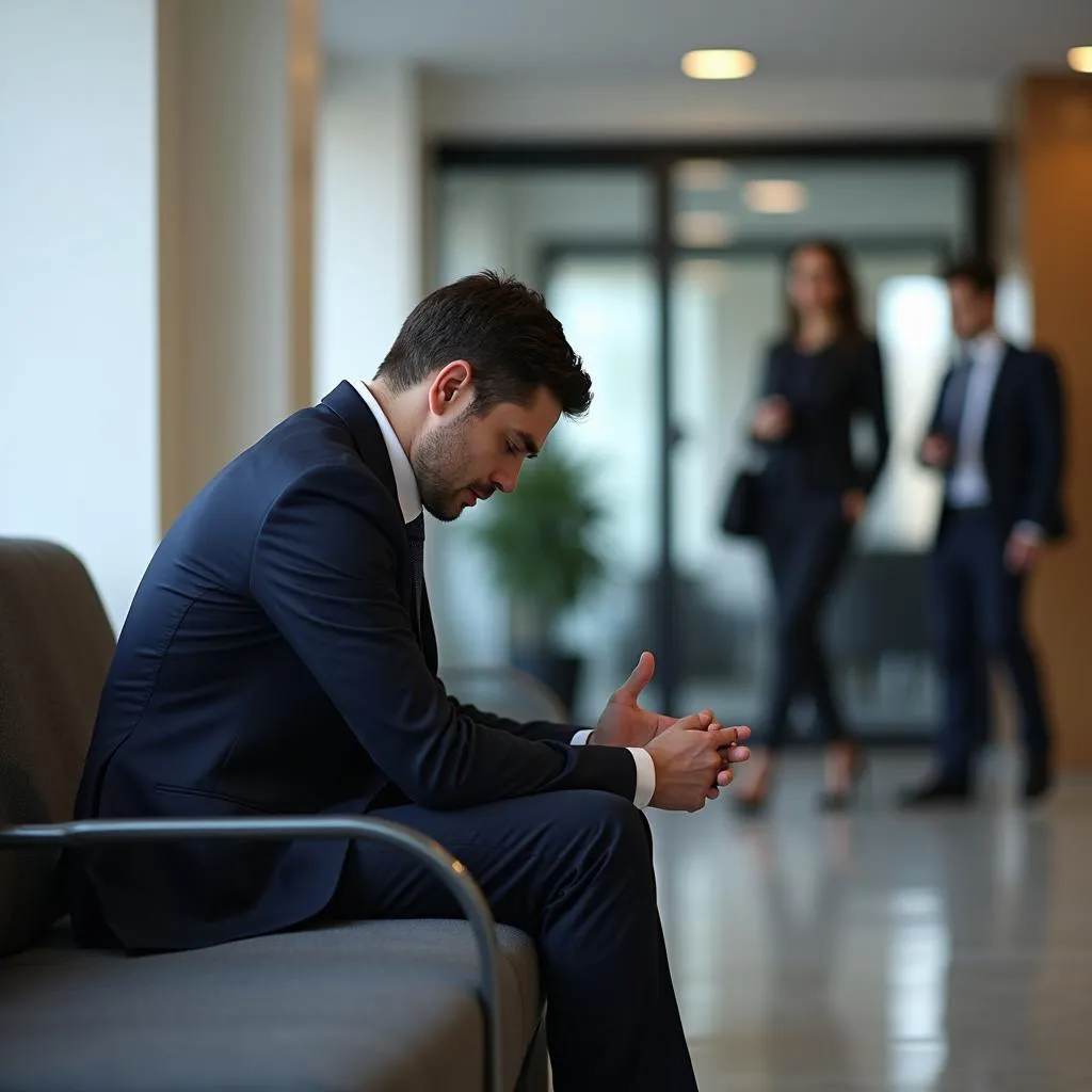 Nervous person before important event