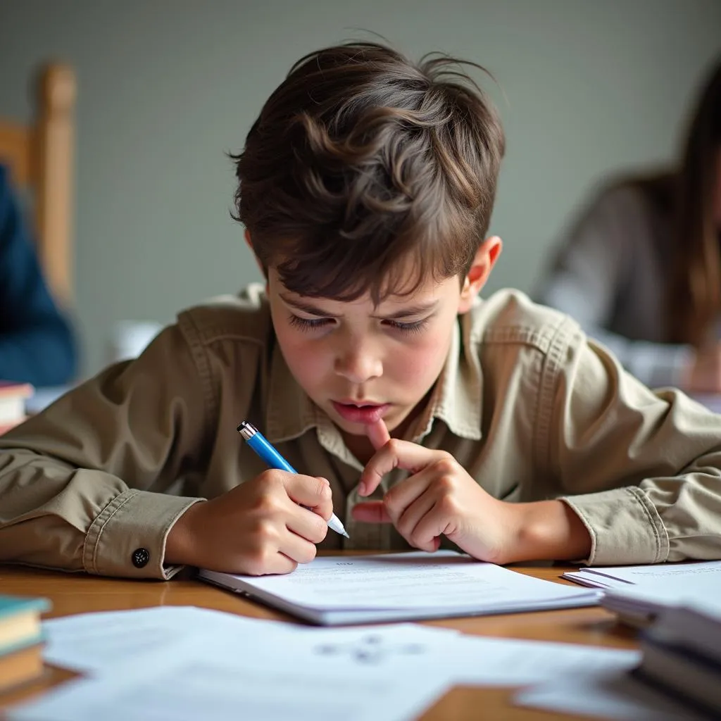 Student preparing for important presentation